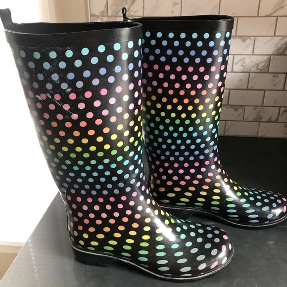 Colorful Polka Dot Rain Boots - Picture 3 of 7